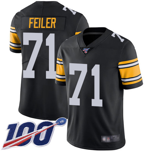 Men Pittsburgh Steelers Football 71 Limited Black Matt Feiler Alternate 100th Season Vapor Untouchable Nike NFL Jersey